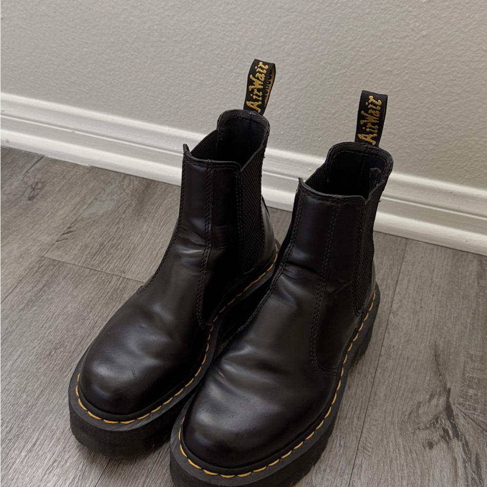 Dr. Martens Black Chelsea Boots with Yellow Stitching size 36